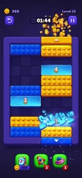 Block Out! Level 13 - green, yellow blocks in simple 4x6 grid - Easy difficulty puzzle
